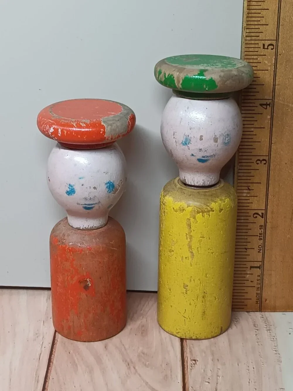 Vintage 1950s Peg Block Dolls Body Head Hat Extremely Worn RARE and Hard to Find